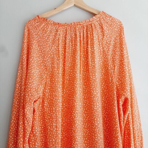 OLD NAVY Long Sleeve Light Flowy Pink Ditsy Floral Blouse Sz XL - Picture 9 of 13